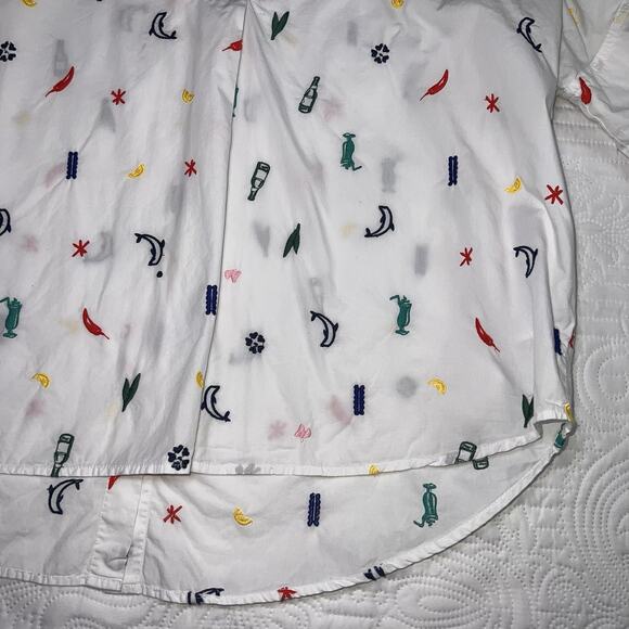 Madewell Courier Shirt Women Size XL White Summer Friday Embroidered Button Back - Picture 4 of 15